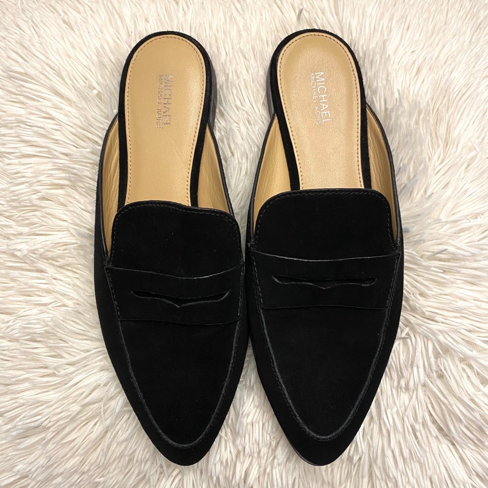 Michael Kors black suede slides